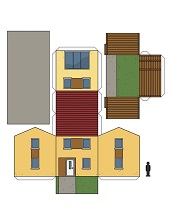ocuklar iin hazr ev model maketi ablonu, paper craft model house
